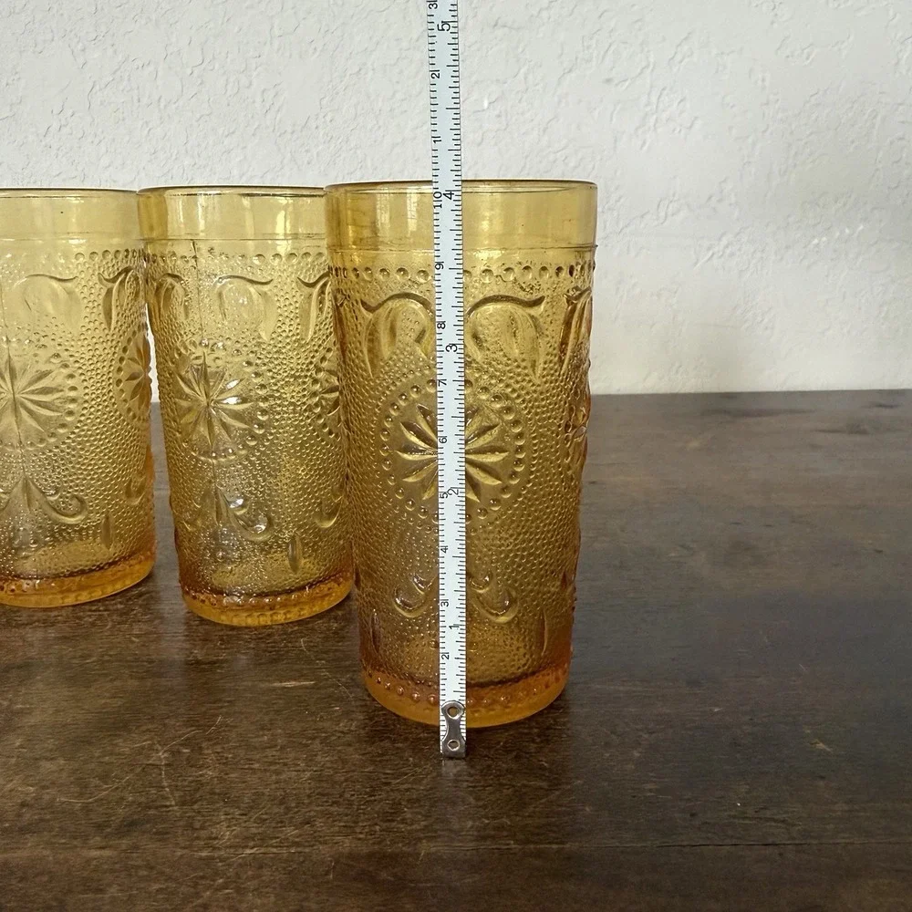 Vintage MCM Brockway American‎ Concord Mini Amber Glasses Tumblers Retro Barware